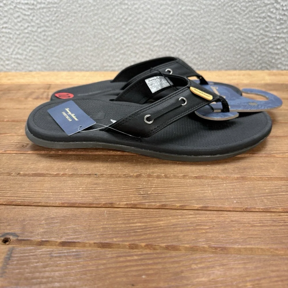 Tommy Bahama Sandals Mens 10 Black TBF Coast Flip Flops Beach Summer Casual NEW